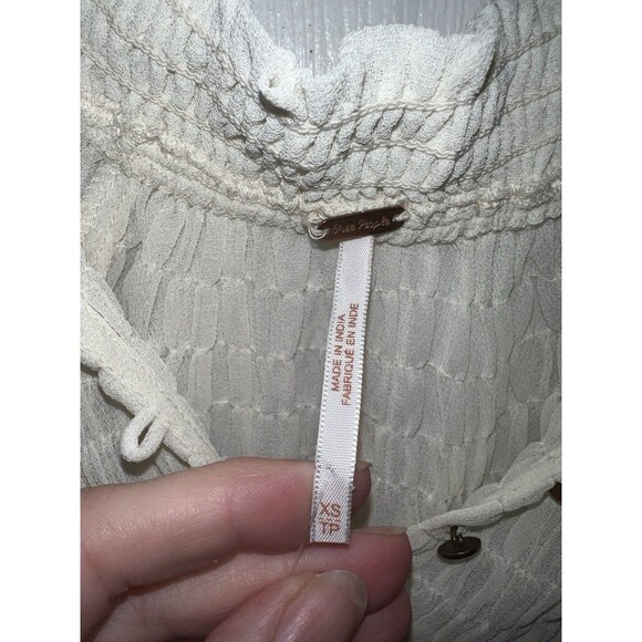 Free People Blouse Womens XS Ready to Run Embroidered Dot Smocked Georgette Top - Picture 4 of 11